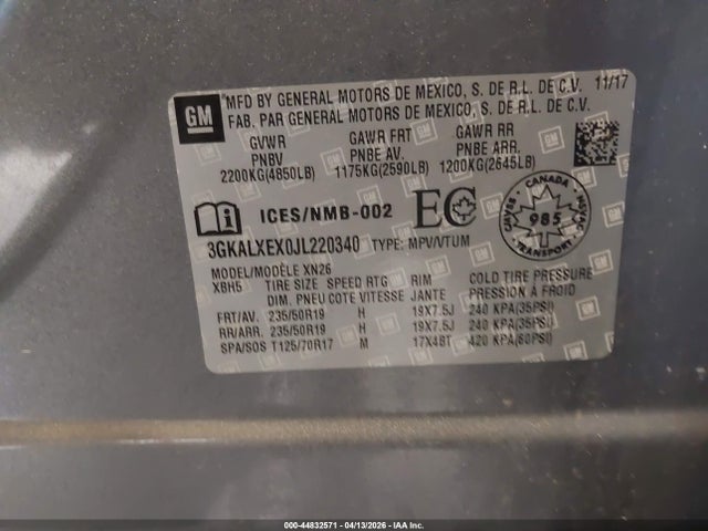 44832571 :رقم المزاد ، 3GKALXEX0JL220340 vin ، 2018 Gmc Terrain Denali مزاد بيع
