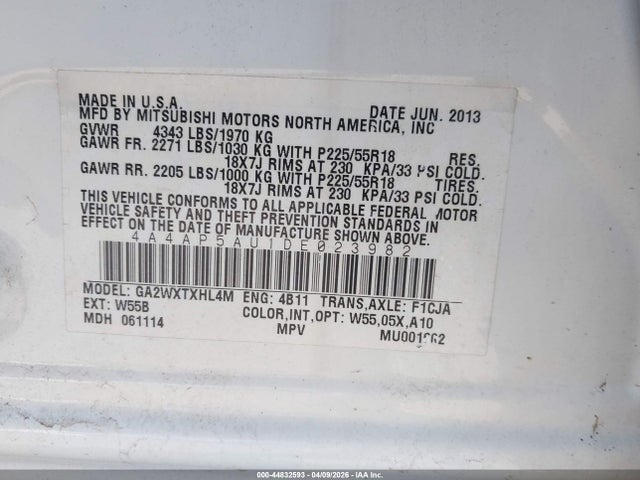 2013 MITSUBISHI OUTLANDER SPORT 4A4AP5AU1DE023982 Photo 8