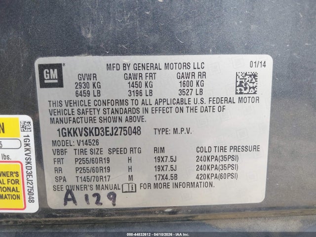 1GKKVSKD3EJ275048 GMC Acadia Slt-2