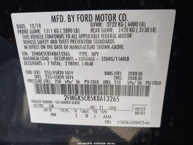Ford FLEX SEL 2019 2FMGK5C85KBA13265 Image 9
