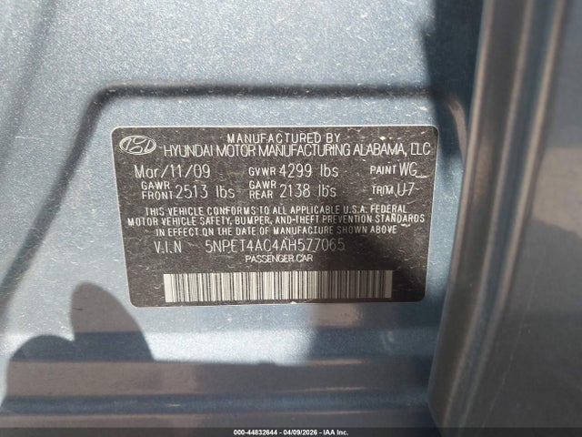 Продажа на аукционе авто 2010 Hyundai Sonata Gls, vin: 5NPET4AC4AH577065, номер лота: 44832644