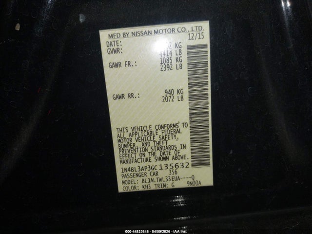 1N4BL3AP3GC135632 Nissan Altima 3.5 Sl