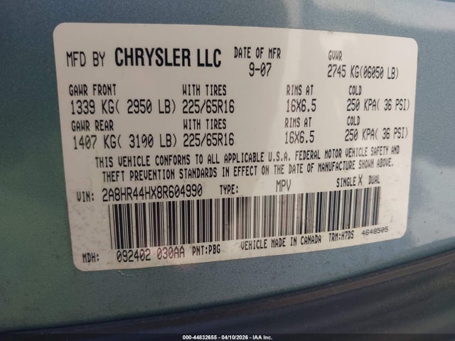 2008 CHRYSLER TOWN & COUNTRY 2A8HR44HX8R604990 Photo 8