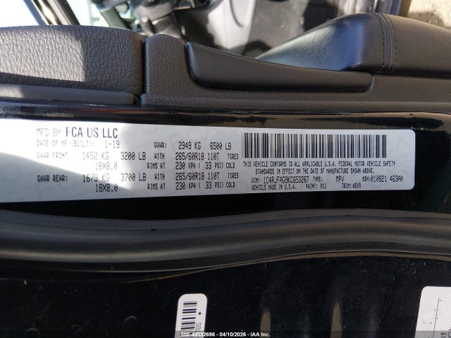 44832696 :رقم المزاد ، 1C4RJFAG9KC653267 vin ، 2019 Jeep Grand Cherokee Laredo E 4x4 مزاد بيع