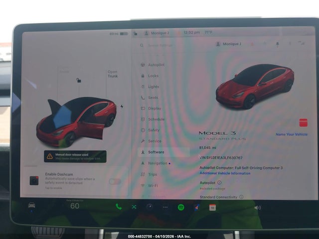 Aukcja sprzedaży 2020 Tesla Model 3 Standard Range Plus Rear-wheel Drive/standard Range Rear-wheel Drive, vin: 5YJ3E1EA3LF630767, numer aukcji: 44832700