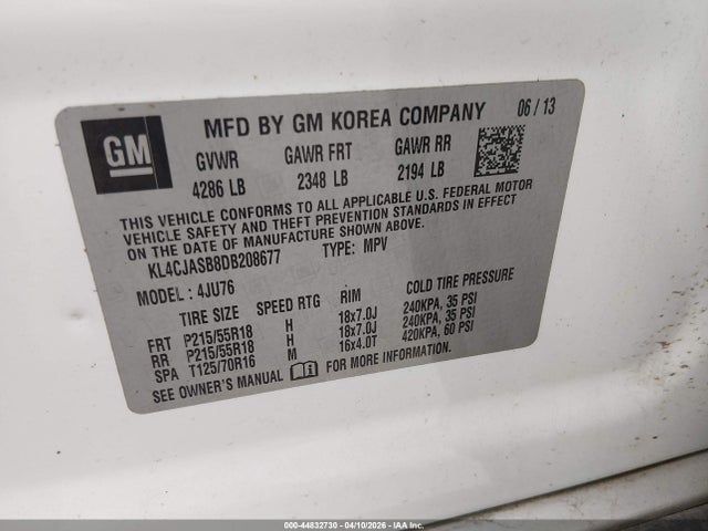 Aukcja sprzedaży 2013 Buick Encore, vin: KL4CJASB8DB208677, numer aukcji: 44832730
