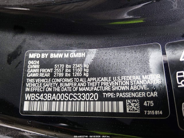 WBS43BA00SCS33020 BMW M4 Competition Xdrive