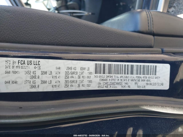 Dodge DURANGO LIMITED 2016 1C4RDJDG0GC400531 Image 9