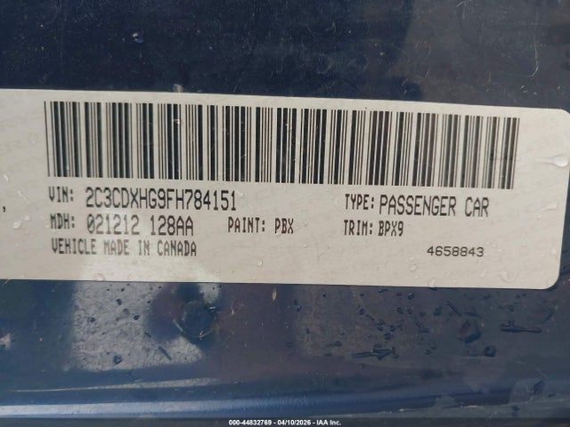 2015 Dodge Charger Sxt მანქანა იყიდება აუქციონზე, vin: 2C3CDXHG9FH784151, აუქციონის ნომერი: 44832769