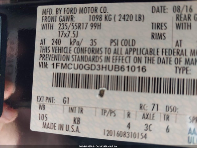 1FMCU0GD3HUB61016 Ford ESCAPE SE