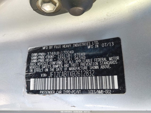 2013 SUBARU BRZ JF1ZCAB1XD2612832 Photo 8