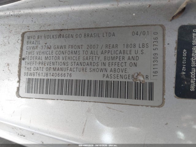 Продажа на аукционе авто 2001 Volkswagen Golf Gl, vin: 9BWBT61J814066676, номер лота: 44832839