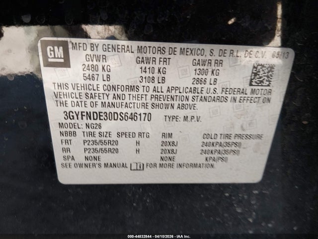 Продажа на аукционе авто 2013 Cadillac Srx Performance Collection, vin: 3GYFNDE30DS646170, номер лота: 44832844