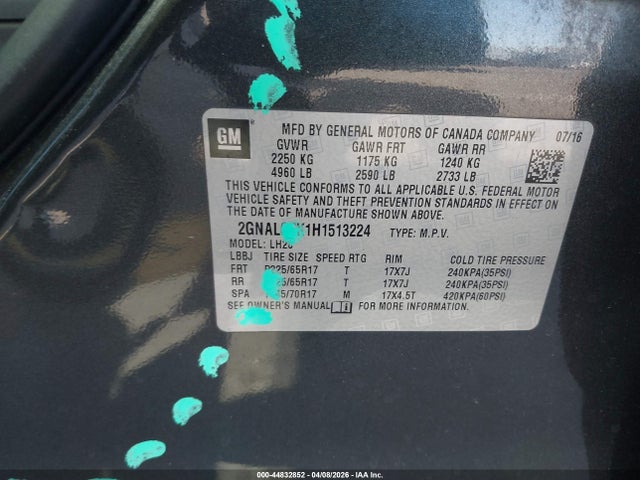 2017 CHEVROLET EQUINOX 2GNALCEK1H1513224 Photo 8
