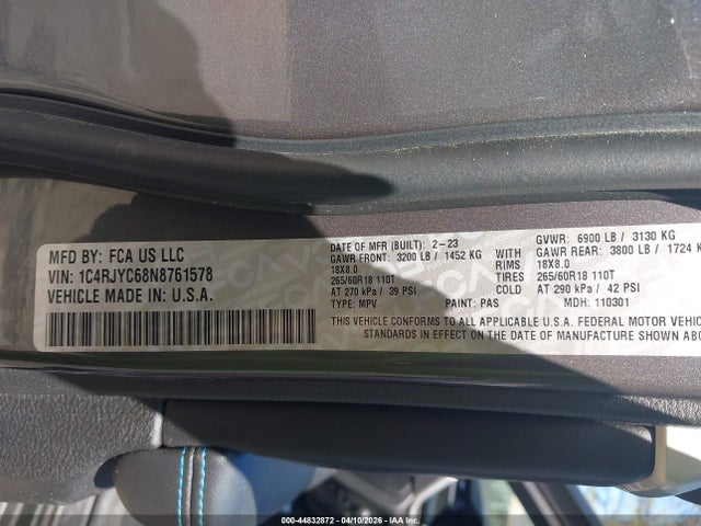 Продажа на аукционе авто 2022 Jeep Grand Cherokee 4xe Trailhawk 4x4, vin: 1C4RJYC68N8761578, номер лота: 44832872
