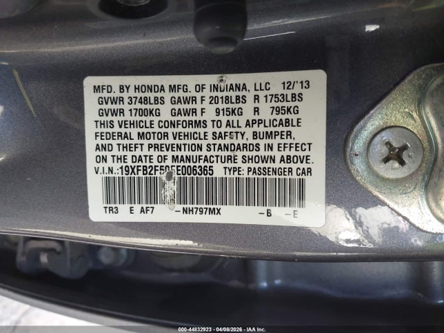 Honda Civic Lx 2014 19XFB2F50EE006365 Image 9