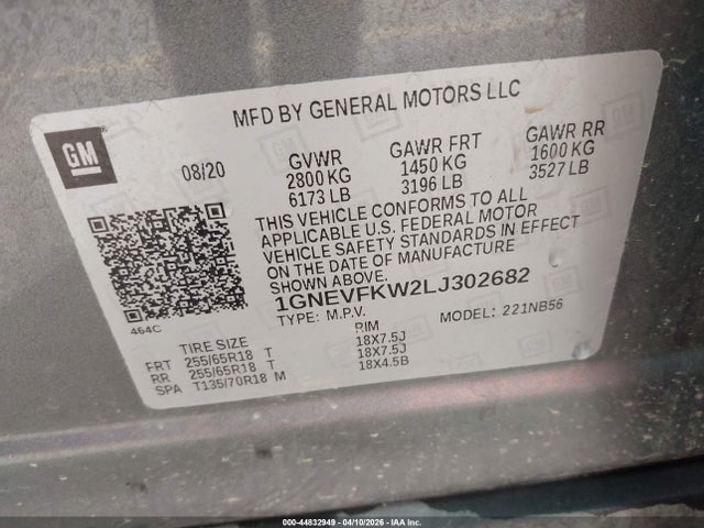 Chevrolet Traverse Awd Ls 2020 1GNEVFKW2LJ302682 Image 9