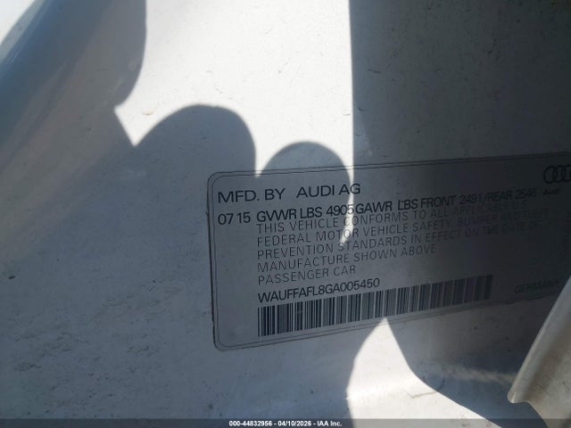 Aukcja sprzedaży 2016 Audi A4 2.0t Premium, vin: WAUFFAFL8GA005450, numer aukcji: 44832956