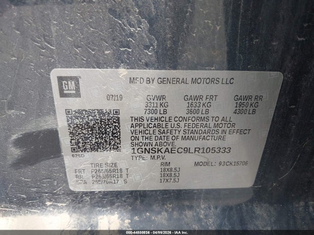 1GNSKAEC9LR105333 Chevrolet Tahoe 4wd Ls