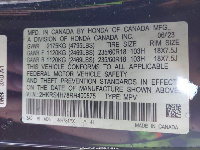 2HKRS4H78RH400575 Honda Cr-v Ex-l Awd