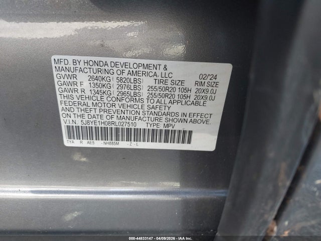 2024 Acura Mdx A-spec მანქანა იყიდება აუქციონზე, vin: 5J8YE1H08RL027510, აუქციონის ნომერი: 44833147