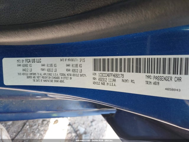 2015 Chrysler 200 Limited მანქანა იყიდება აუქციონზე, vin: 1C3CCCAB7FN692179, აუქციონის ნომერი: 44833160