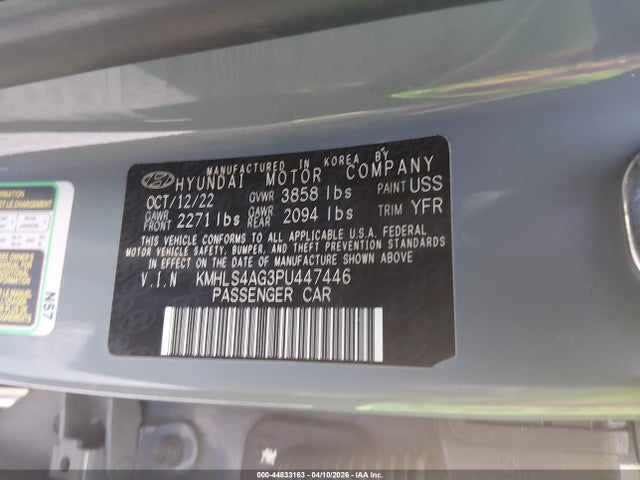 2023 Hyundai Elantra Sel მანქანა იყიდება აუქციონზე, vin: KMHLS4AG3PU447446, აუქციონის ნომერი: 44833163