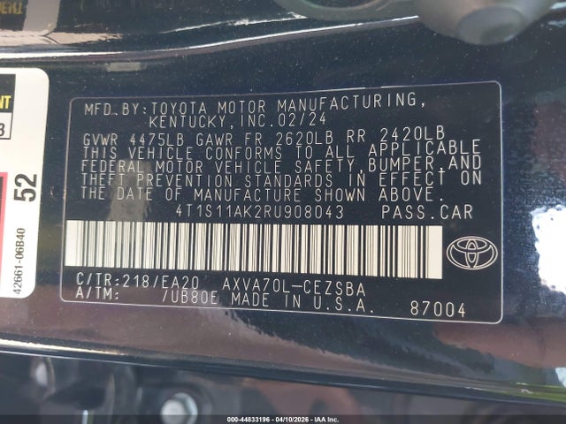 Продаж на аукціоні авто 2024 Toyota Camry Se, vin: 4T1S11AK2RU908043, номер лоту: 44833196