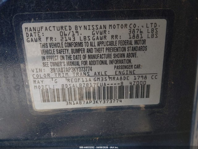 2019 NISSAN SENTRA 3N1AB7AP3KY373774 Photo 8