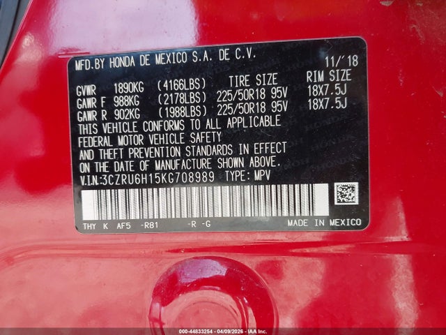 3CZRU6H15KG708989 Honda HR-V SPORT