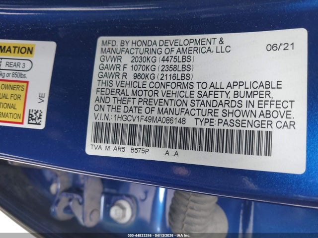 1HGCV1F49MA086148 Honda Accord Sport Special Edition