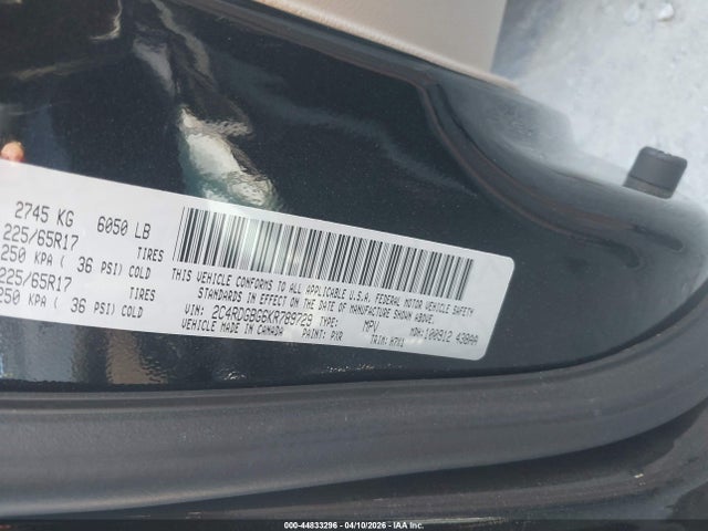 2019 Dodge Grand Caravan Se მანქანა იყიდება აუქციონზე, vin: 2C4RDGBG6KR789729, აუქციონის ნომერი: 44833296