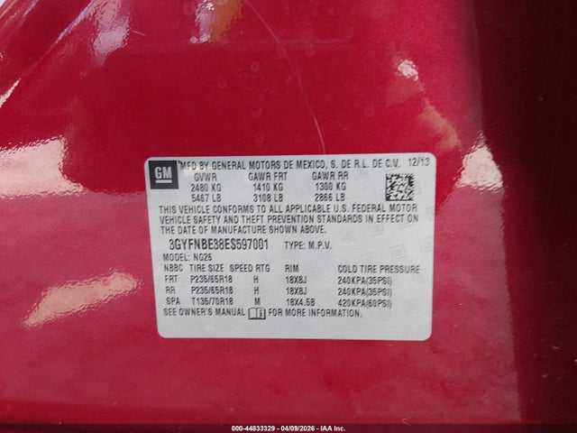 Продаж на аукціоні авто 2014 Cadillac Srx Luxury Collection, vin: 3GYFNBE38ES597001, номер лоту: 44833329