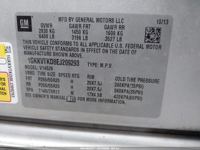 Продажа на аукционе авто 2014 Gmc Acadia Denali, vin: 1GKKVTKD8EJ209293, номер лота: 44833377