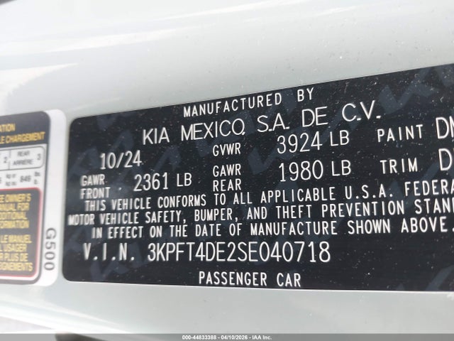KIA K4 Lxs 2025 3KPFT4DE2SE040718 Image 9