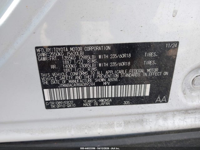 Toyota BZ4X XLE 2024 JTMABACA9RA089244 Image 9