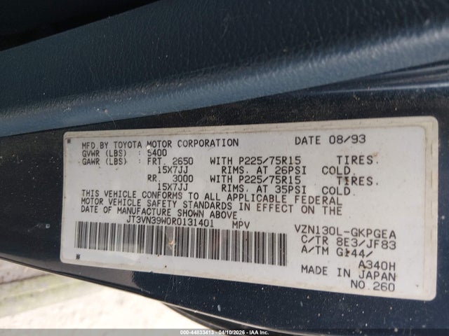 1994 TOYOTA 4RUNNER JT3VN39W0R0131401 Photo 8