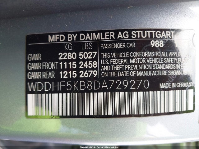 Продаж на аукціоні авто 2013 Mercedes-benz E 350, vin: WDDHF5KB8DA729270, номер лоту: 44833424