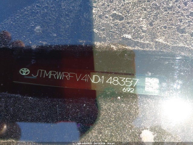 44833433 :رقم المزاد ، JTMRWRFV4ND148357 vin ، 2022 Toyota Rav4 Hybrid Xle مزاد بيع