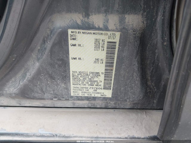 2017 Nissan Altima 2.5 Sv მანქანა იყიდება აუქციონზე, vin: 1N4AL3AP4HC297606, აუქციონის ნომერი: 44833442