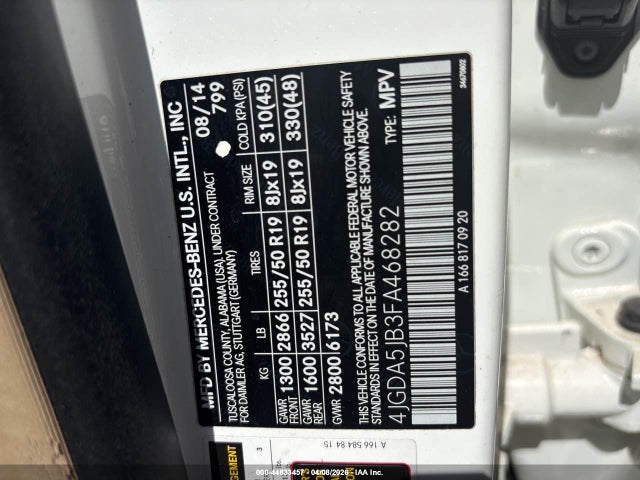 2015 MERCEDES-BENZ ML 350 4JGDA5JB3FA468282 Photo 8