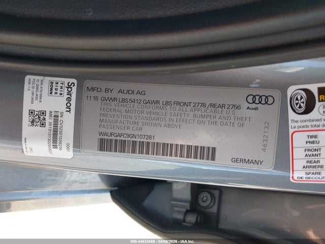Продаж на аукціоні авто 2016 Audi A6 3.0t Premium Plus, vin: WAUFGAFC9GN107281, номер лоту: 44833459