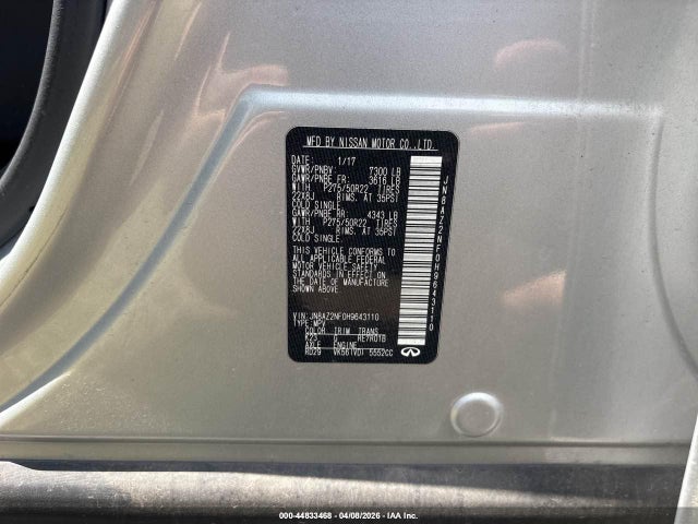 Aukcja sprzedaży 2017 Infiniti Qx80, vin: JN8AZ2NF0H9643110, numer aukcji: 44833468