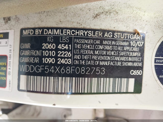 Продаж на аукціоні авто 2008 Mercedes-benz C 300 Luxury/sport, vin: WDDGF54X68F082753, номер лоту: 44833478