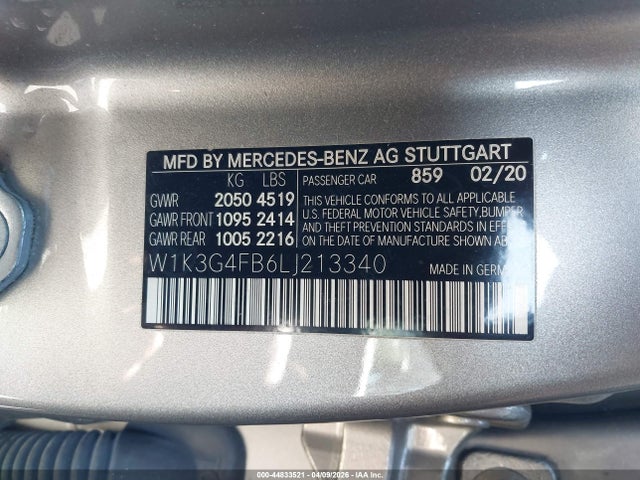 Aukcja sprzedaży 2020 Mercedes-benz A 220 4matic, vin: W1K3G4FB6LJ213340, numer aukcji: 44833521