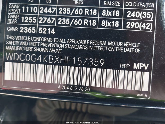 WDC0G4KBXHF157359 Mercedes-Benz Glc 300 4matic