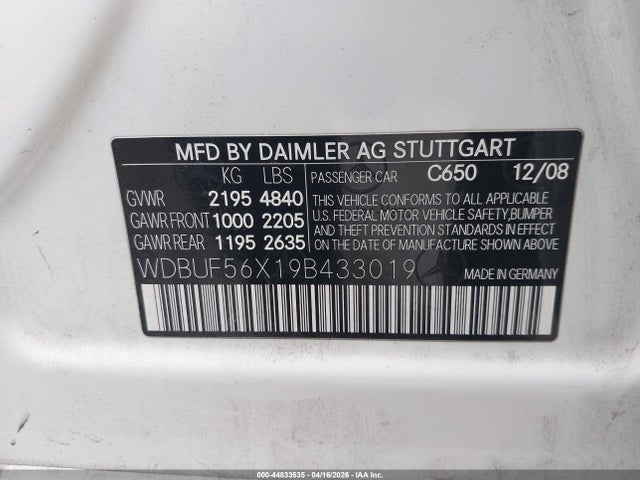 Продаж на аукціоні авто 2009 Mercedes-benz E 350, vin: WDBUF56X19B433019, номер лоту: 44833535