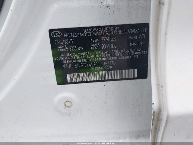5NPD74LF1HH153120 Hyundai ELANTRA SE