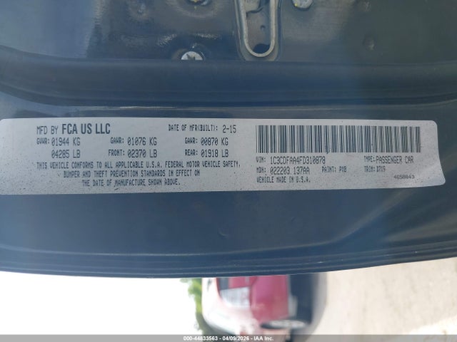 Dodge DART SE 2015 1C3CDFAA4FD310878 Image 9