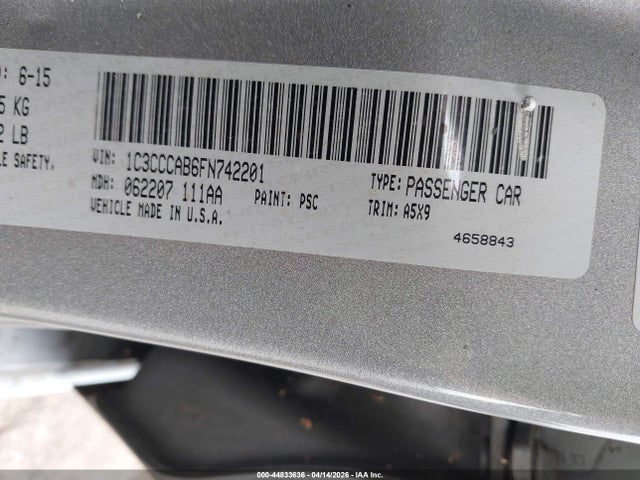 2015 Chrysler 200 Limited მანქანა იყიდება აუქციონზე, vin: 1C3CCCAB6FN742201, აუქციონის ნომერი: 44833636